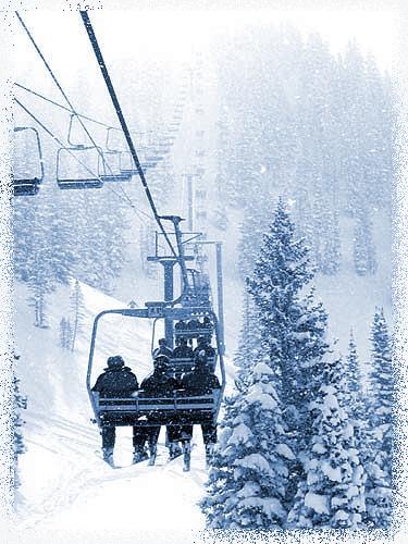 snowy chairlift